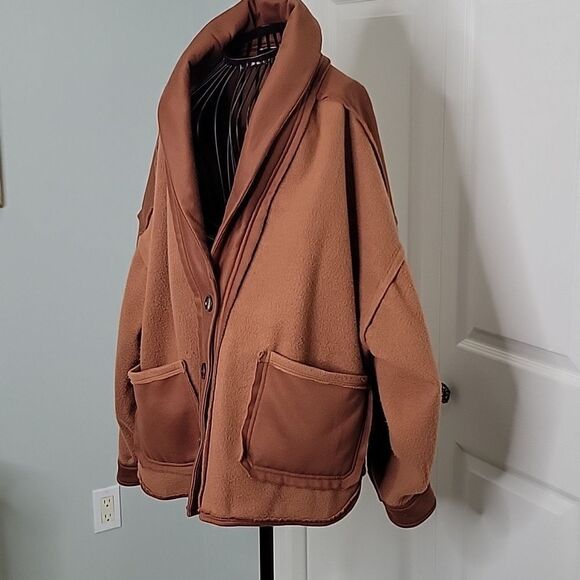 Blue Blush Brown Fleece Oversized Jacket Size Medium - Picture 3 of 9